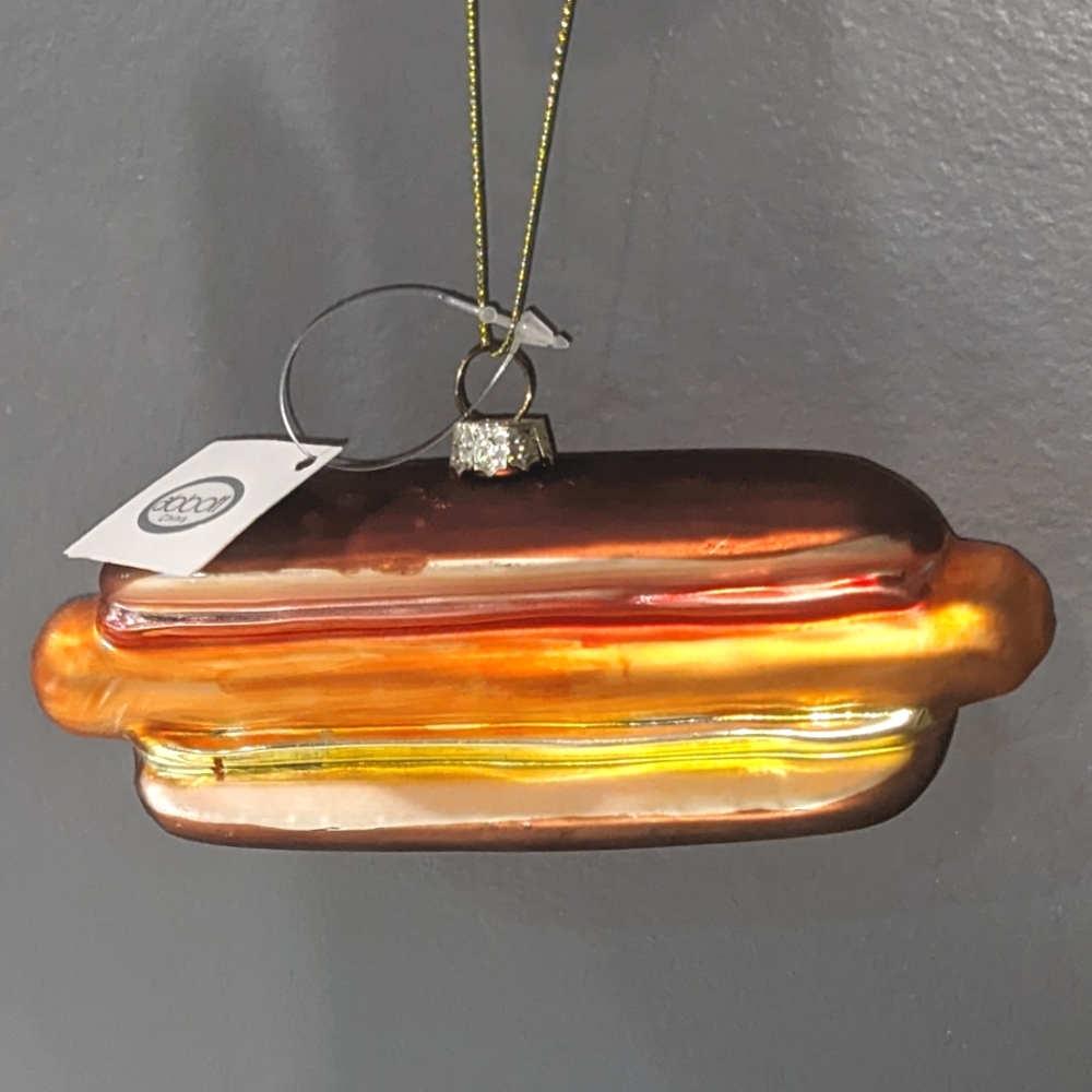 NWT Hot Dog Glass Christmas Ornament